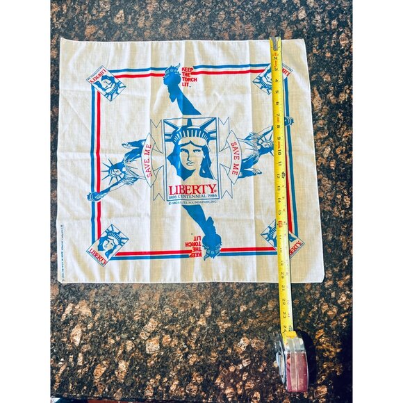 Commemorative Statue Of Liberty Centennial 1986 Cotton Handkerchief With Save Me - Picture 8 of 8